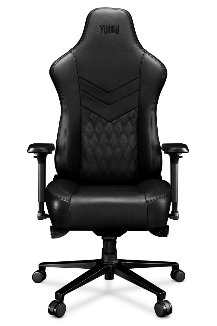 Czarny fotel gamingowy Yumisu 2053 ze skóry naturalnej