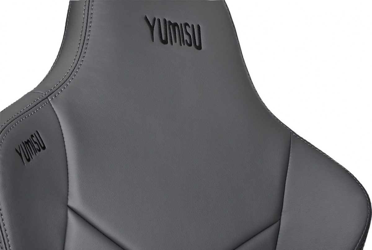 Fotel gamingowy Yumisu 2053 (szaro-czarny) skóra