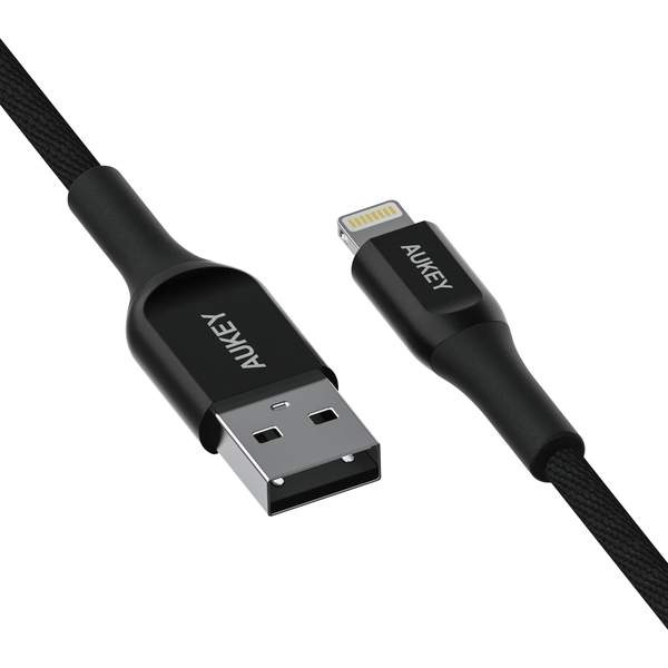 Ultraszybki kabel Aukey CB-AKL1 Kevlarowy Czarny USB - Lightning