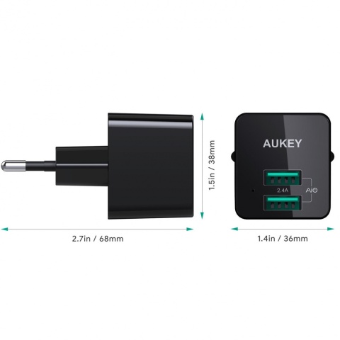 Ładowarka sieciowa Aukey PA-U32 12W 2xUSB-A AiPower