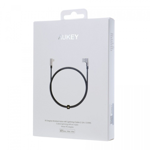 Ultraszybki kabel Aukey CB-BAL6 Czarny 90° USB - Lightning