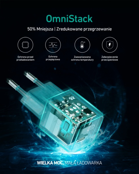 Ładowarka sieciowa Aukey Omnia Mini PA-B1 20W USB-C PD