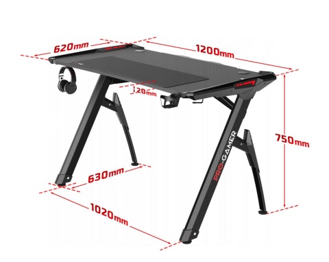 Biurko gamingowe PRO-GAMER D5000 LED