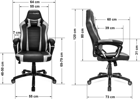 Fotel gamingowy PRO-GAMER Atilla Czarno-biały