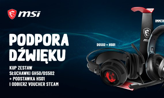MSI Podpora dźwięku - voucher Steam za zakup słuchawek i podstawki